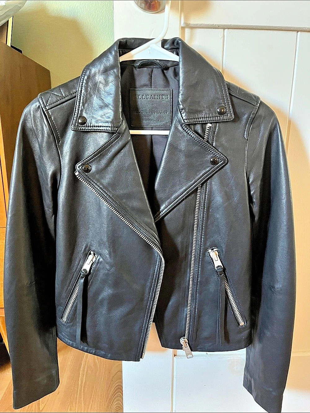 AllSaints Dalby Leather Biker Jacket Black